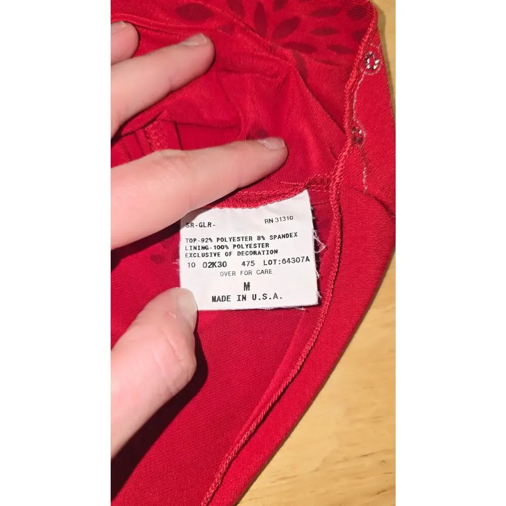 Vintage Y2K Club Cami Sparkle Red Size M IZ Byer California - Picture 7 of 8